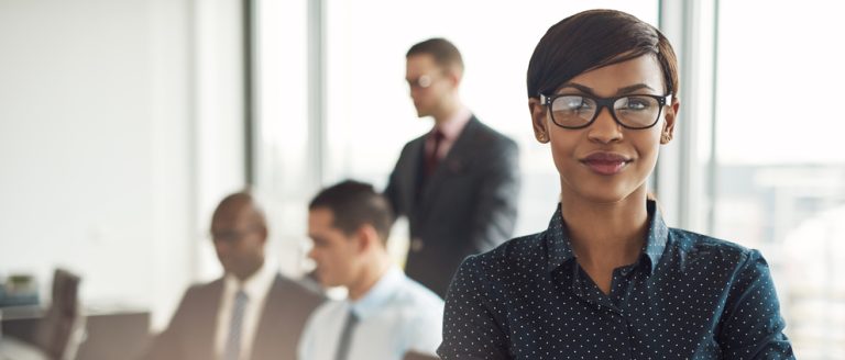 Group of business people study SAP market research